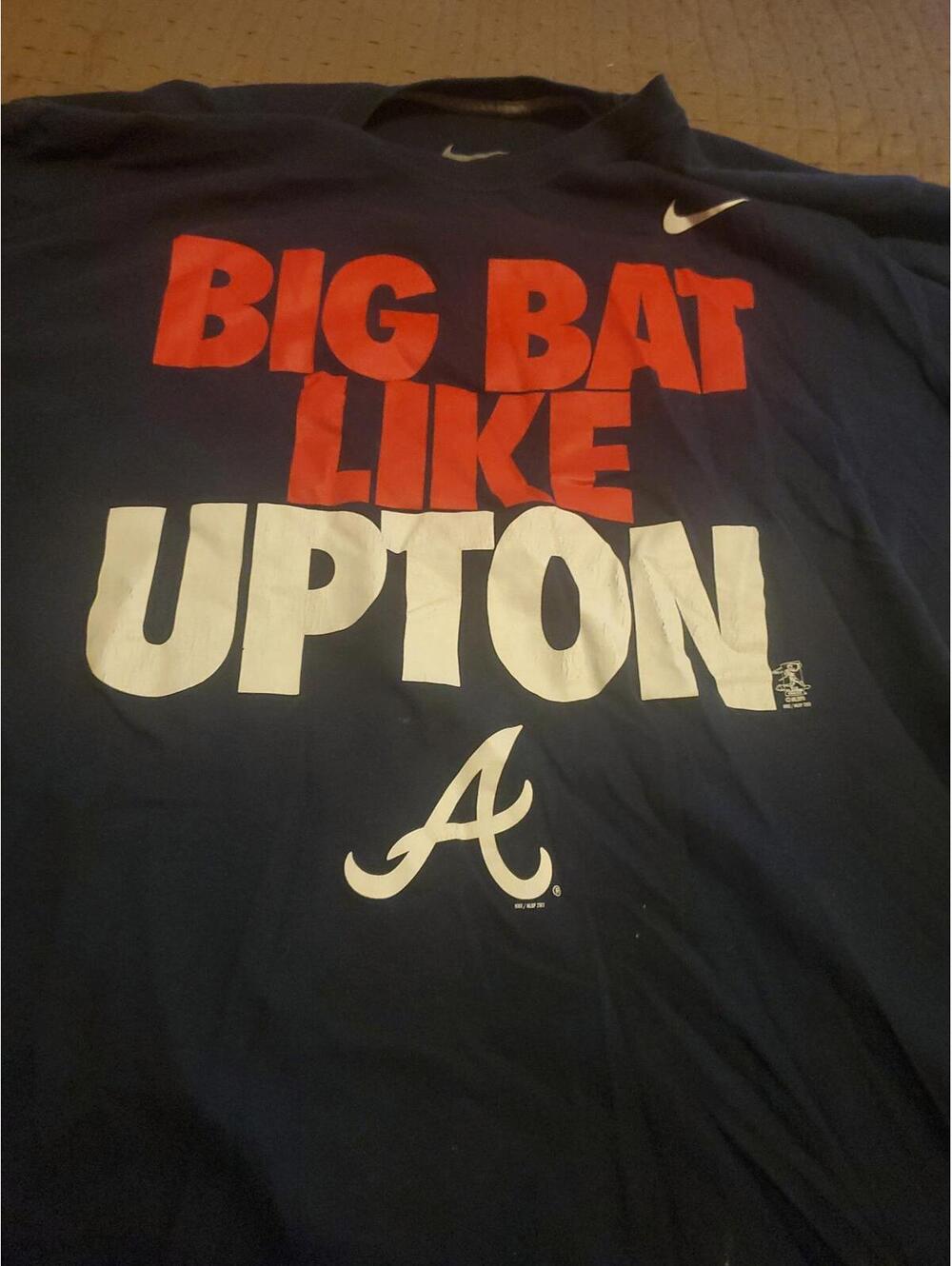 Atlanta Braves Justin Upton “Big Bat Like Upton” Navy T-Shirt Nike XXL 2XL